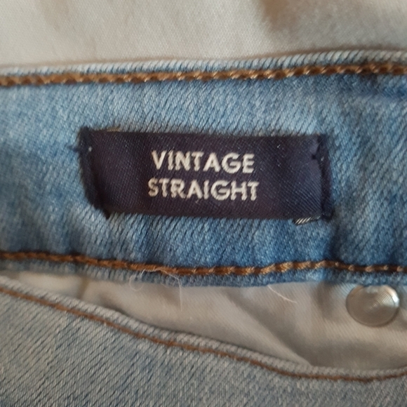 J Crew Vintage Straight released frayed hem distressed blue jeans. - Picture 12 of 15